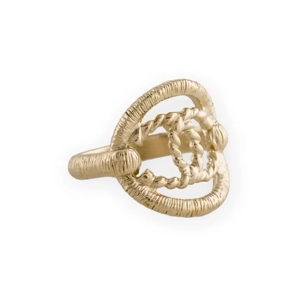 CHANEL CC Gold-Tone Cocktail Ring |Size: 6.5|